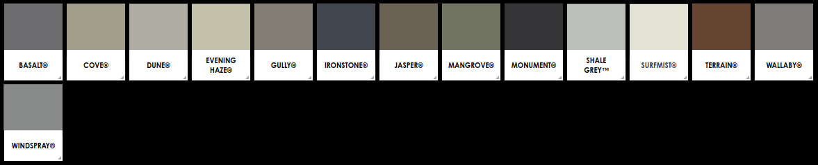 Colorbond Contemporary Colours
